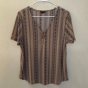 42.Peach black sequence blouse/shirt w/zipper